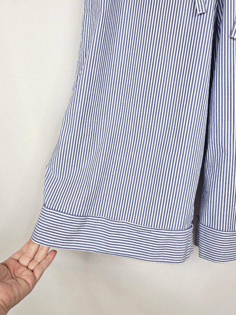 J. Crew | Striped Wide Leg Palazzo Capri Pants | Blue White | Size 4 - Picture 3 of 13